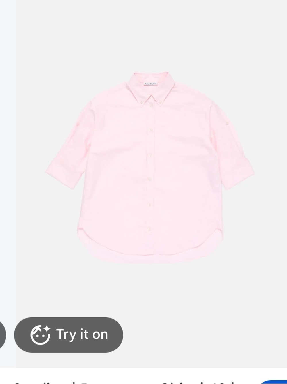 Acne Light Pink Boxy Short-Sleeve Button-Down Shirt